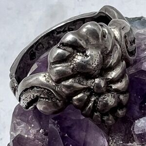 Vintage Hallmarked 925 Sterling Silver Brutalist Organic Statement Ring Heavy 6